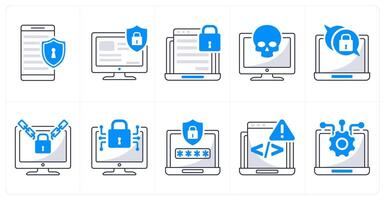 A set of 10 security icons as mobile security, personal data protection, online privacy vector