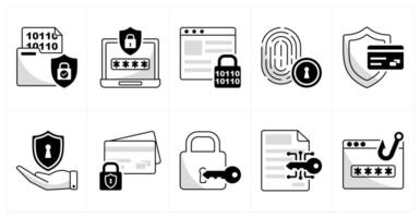 A set of 10 security icons as data encryption, password safety, password encryption vector