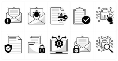 A set of 10 security icons as spam, email virus, data encryption vector