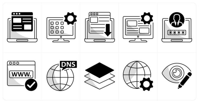 A set of 10 web design icons as web page design, application, landing page vector
