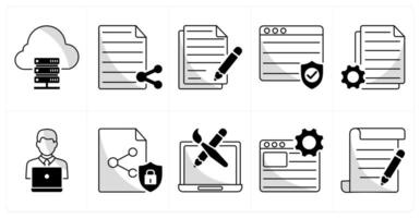 A set of 10 web design icons as web hosting, file sharing, copywriting vector