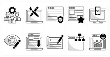 A set of 10 web design icons as development team, web design, web security vector