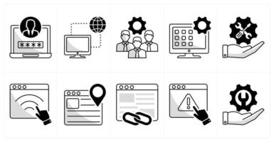 A set of 10 web design icons as admin login, connection, development team vector