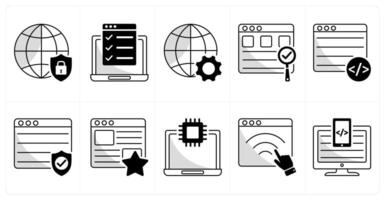 A set of 10 web design icons as network protection, testing features, development vector