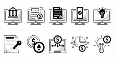 A set of 10 blockchain icons as digital banking, crypto news, digital contract vector