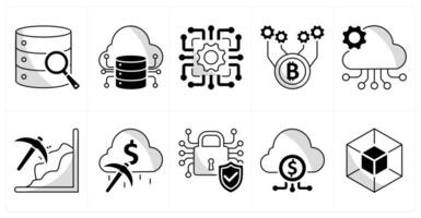 A set of 10 blockchain icons as big data analytics, big data, technology vector