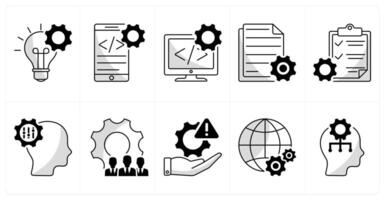 A set of 10 business icons as idea, app development, development, content development vector