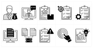 A set of 10 business icons as business investor, online conference, production report vector