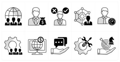 A set of 10 business icons as international team, business investor, decision making vector