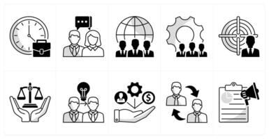 A set of 10 business icons as office hours, business communication, international team vector