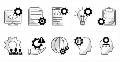 A set of 10 business icons as development, content development, app development vector
