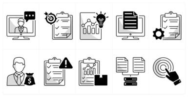 A set of 10 business icons as online conference, target, idea to profit vector