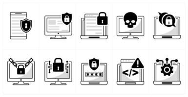 A set of 10 security icons as mobile security, personal data protection, online privacy vector