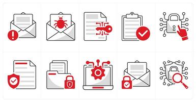 A set of 10 security icons as spam, email virus, data encryption vector