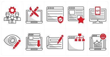 A set of 10 web design icons as development team, web design, web security vector