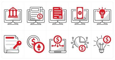 A set of 10 blockchain icons as digital banking, crypto news, digital contract vector