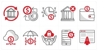 A set of 10 blockchain icons as bank transfer, money exchange, crypto currency vector