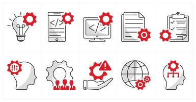 A set of 10 business icons as idea, app development, development, content development vector