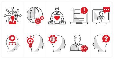 A set of 10 business icons as communication and network, global setting, business relationship vector