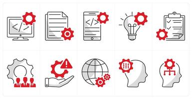 A set of 10 business icons as development, content development, app development vector