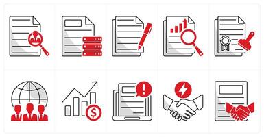 A set of 10 business icons as search employee, business data, contract vector