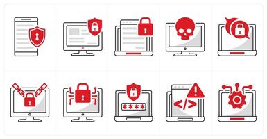 A set of 10 security icons as mobile security, personal data protection, online privacy vector