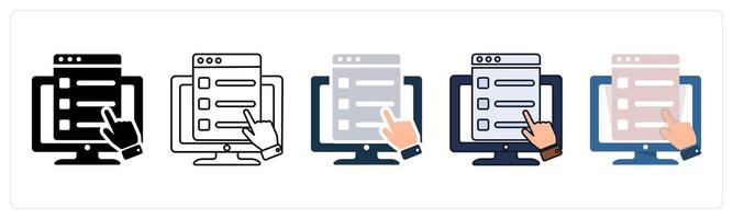 A set of 5 Online Survey icons as Questionnaire, Feedback, Poll vector