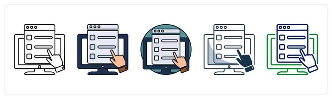 A set of 5 Online Survey icons as Questionnaire, Feedback, Poll vector