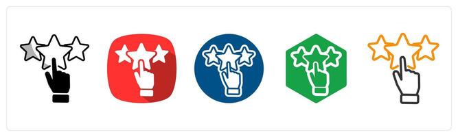 A set of 5 Star Evaluation icons as Rating, Review, Feedback vector