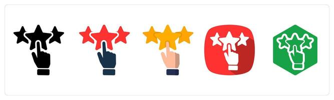 A set of 5 Star Evaluation icons as Rating, Review, Feedback vector