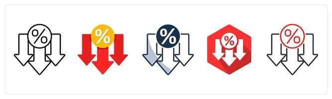A set of 5 Low Interest Rate icons as Savings, Finance, Economy vector