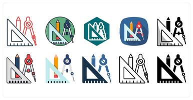 A set of 10 Geometry icons as Shapes, Angles, Lines vector