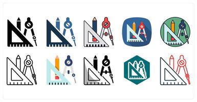 A set of 10 Geometry icons as Shapes, Angles, Lines vector