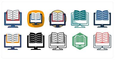 A set of 10 E-learning icons as Online, Education, Digital vector