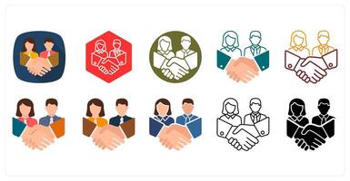 A set of 10 business partner icons as Collaboration, Partnership, Agreement vector
