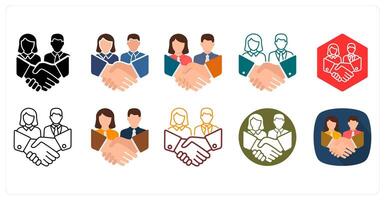 A set of 10 business partner icons as Collaboration, Partnership, Agreement vector