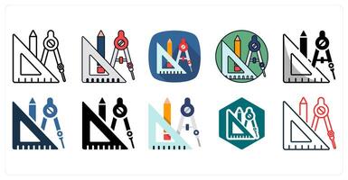 A set of 10 Geometry icons as Shapes, Angles, Lines vector