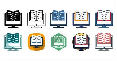 A set of 10 E-learning icons as Online, Education, Digital vector