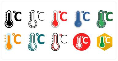 A set of 10 Celsius icons as Temperature, Thermometer, Degree vector