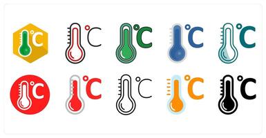 A set of 10 Celsius icons as Temperature, Thermometer, Degree vector