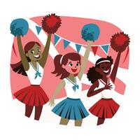 A flat style illustration of cheerleaders vector