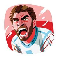 A player screaming, flat style illustration vector