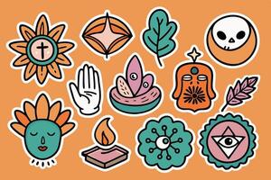 A set of different stickers with various symbols vector