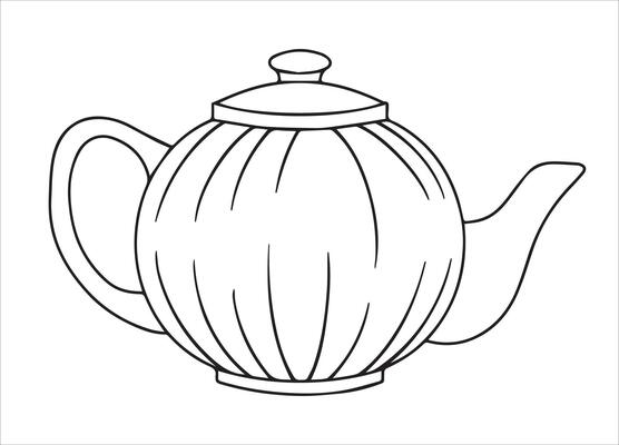Coloring book. Illustration in doodle style. Cute vintage teapot
