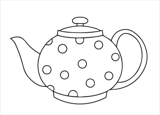 Coloring page. Illustration in doodle style. Cute vintage teapot