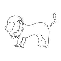 A lion with mane walking slowly illustration line art vector