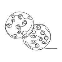 Continuous one line drawing National cookie day . Dessert concept. Single line draw design graphic illustration. vector