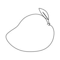 Mango with leaf line icon fruit and tropical graphic a line art vector