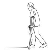 international day of persons with disabilities single line art ,Disabled man standing in casual clothes line art vector