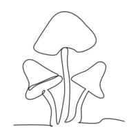 continuous line drawing of mushroom isolated on transparent background illustration vector